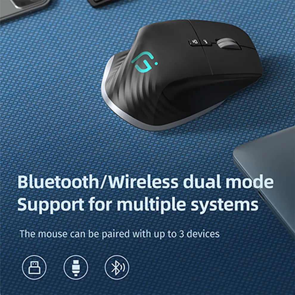 Wireless Mouse - Bluetooth 5.0 & 3.0, 2.4G Wireless for PC Laptop Computer